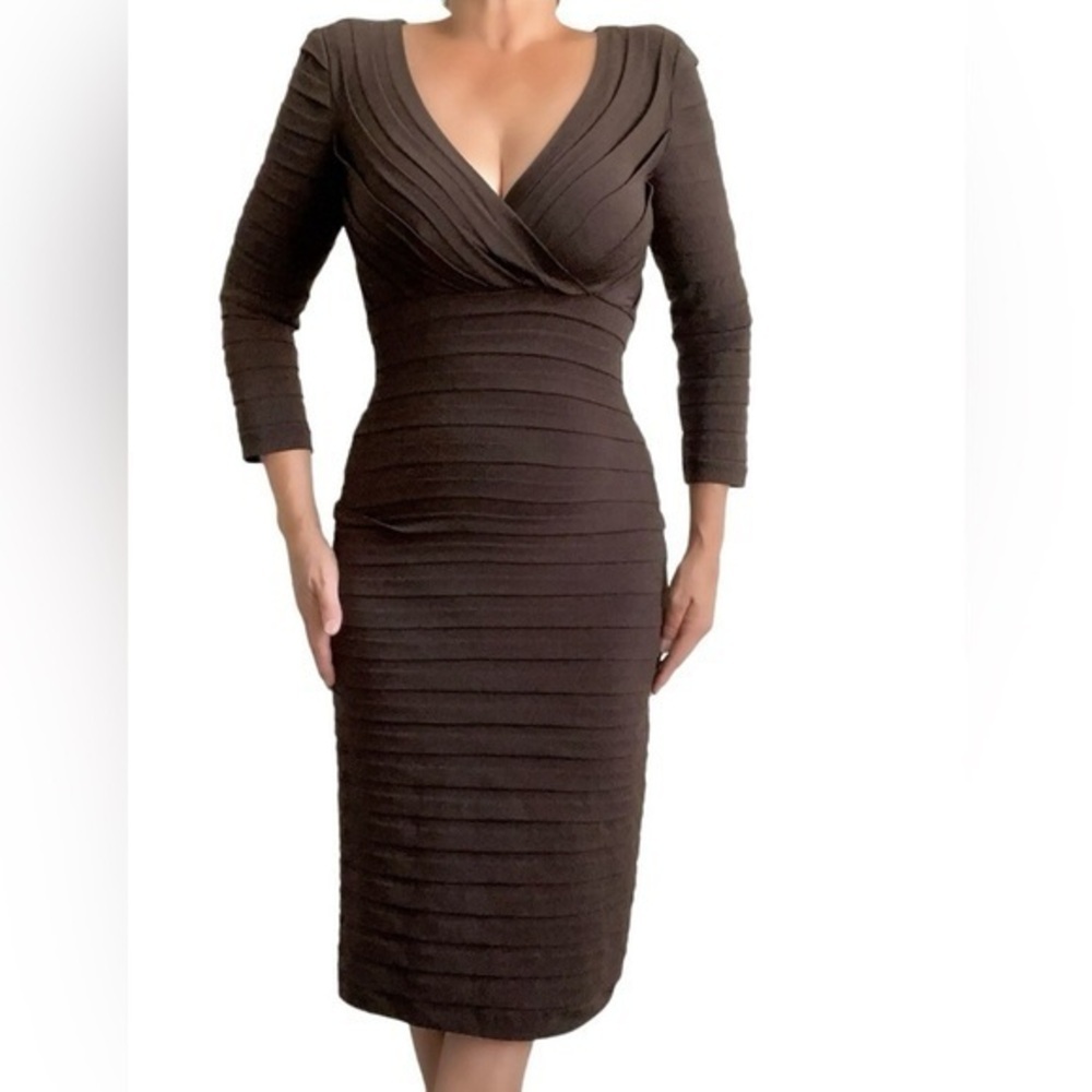 Tadashi Shoji Dark Brown Long Sleeve Dress
